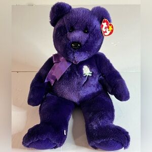 Ty Beanie Buddies Princess Diana Bear - Purple Plush Memorial Edition